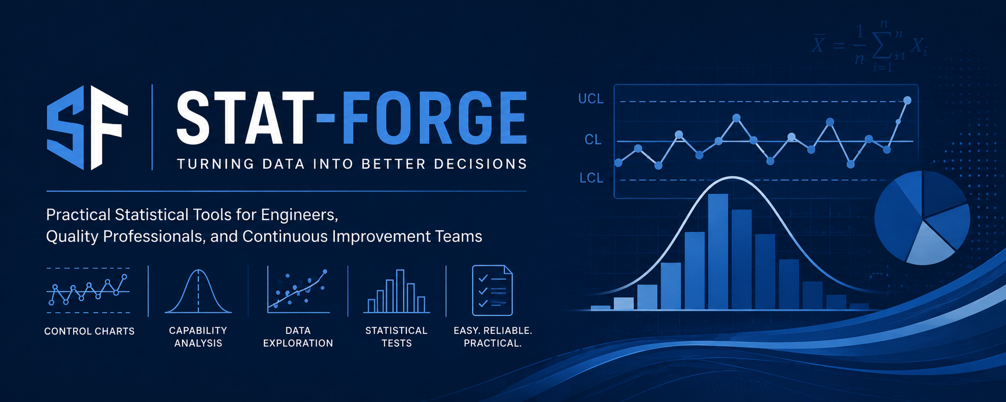 Stat-Forge practical statistical tools for engineers, quality professionals, and continuous improvement teams.